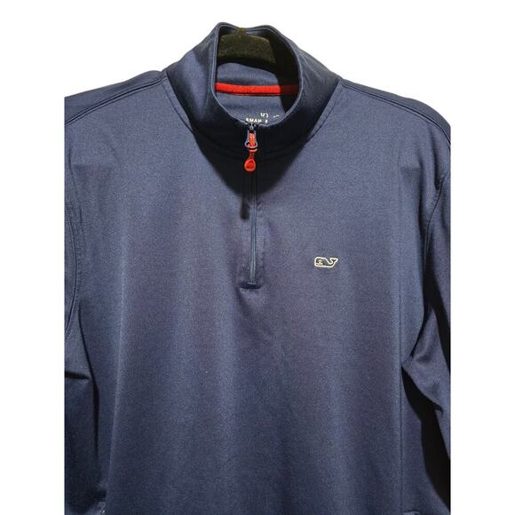 Vineyard Vines Classic 1/4 zip Blue Whale Logo Pullover Top Mens Small - Picture 2 of 5